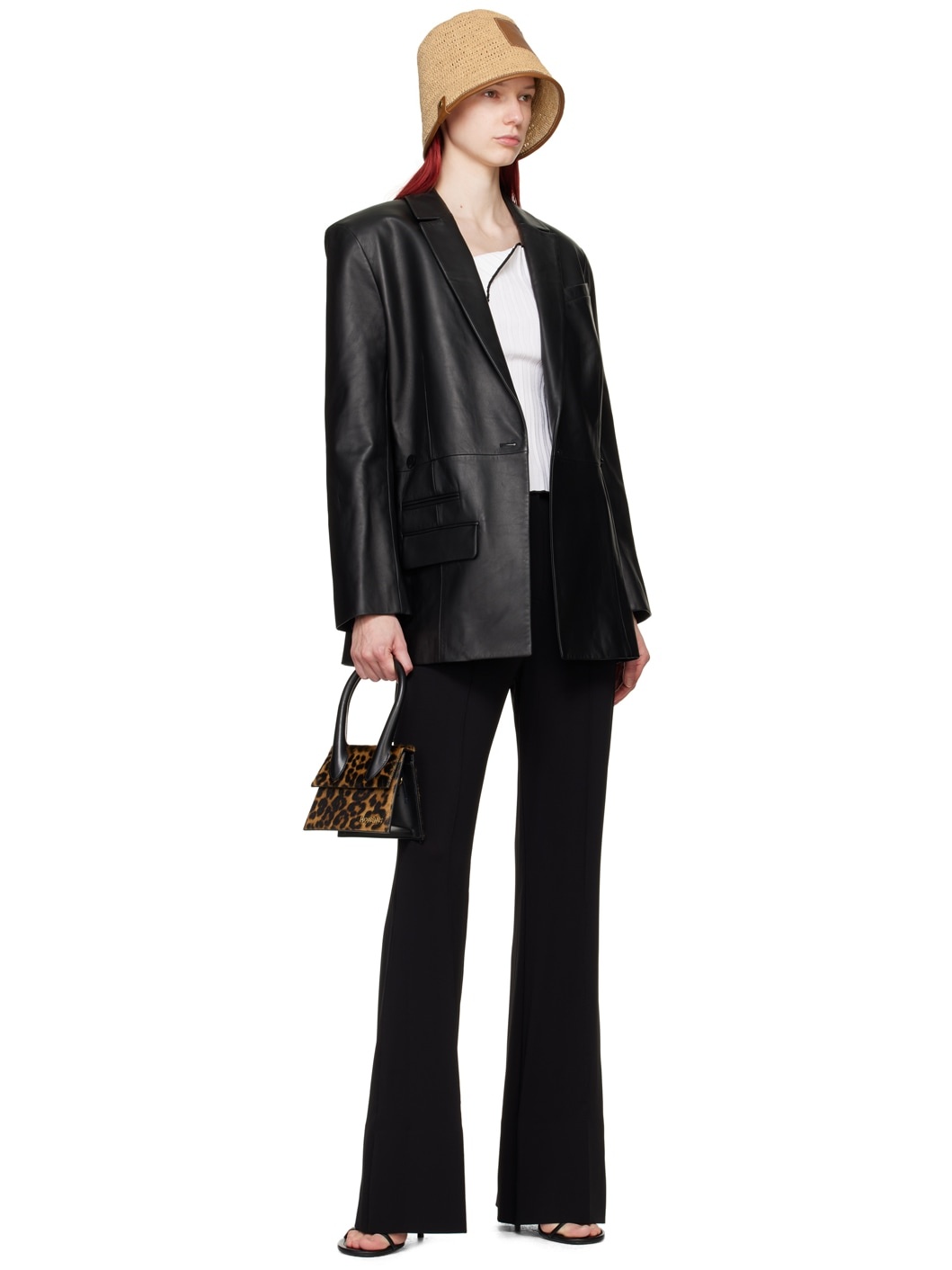Black Les Sculptures 'La veste Tibau cuir' Leather Jacket - 4