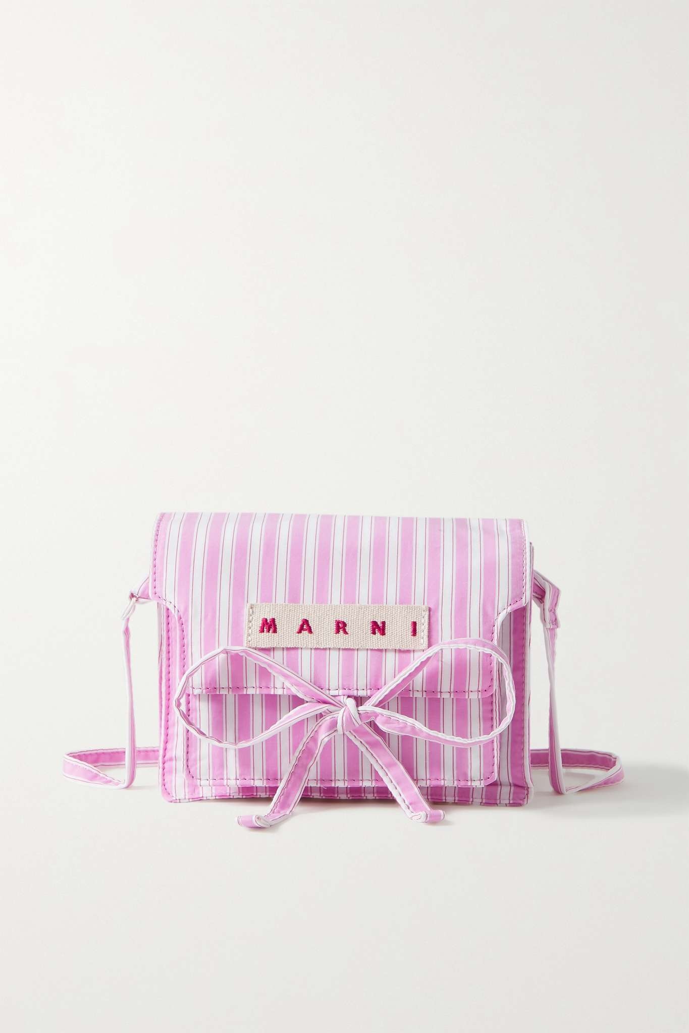 Trunk mini striped cotton-poplin shoulder bag - 1