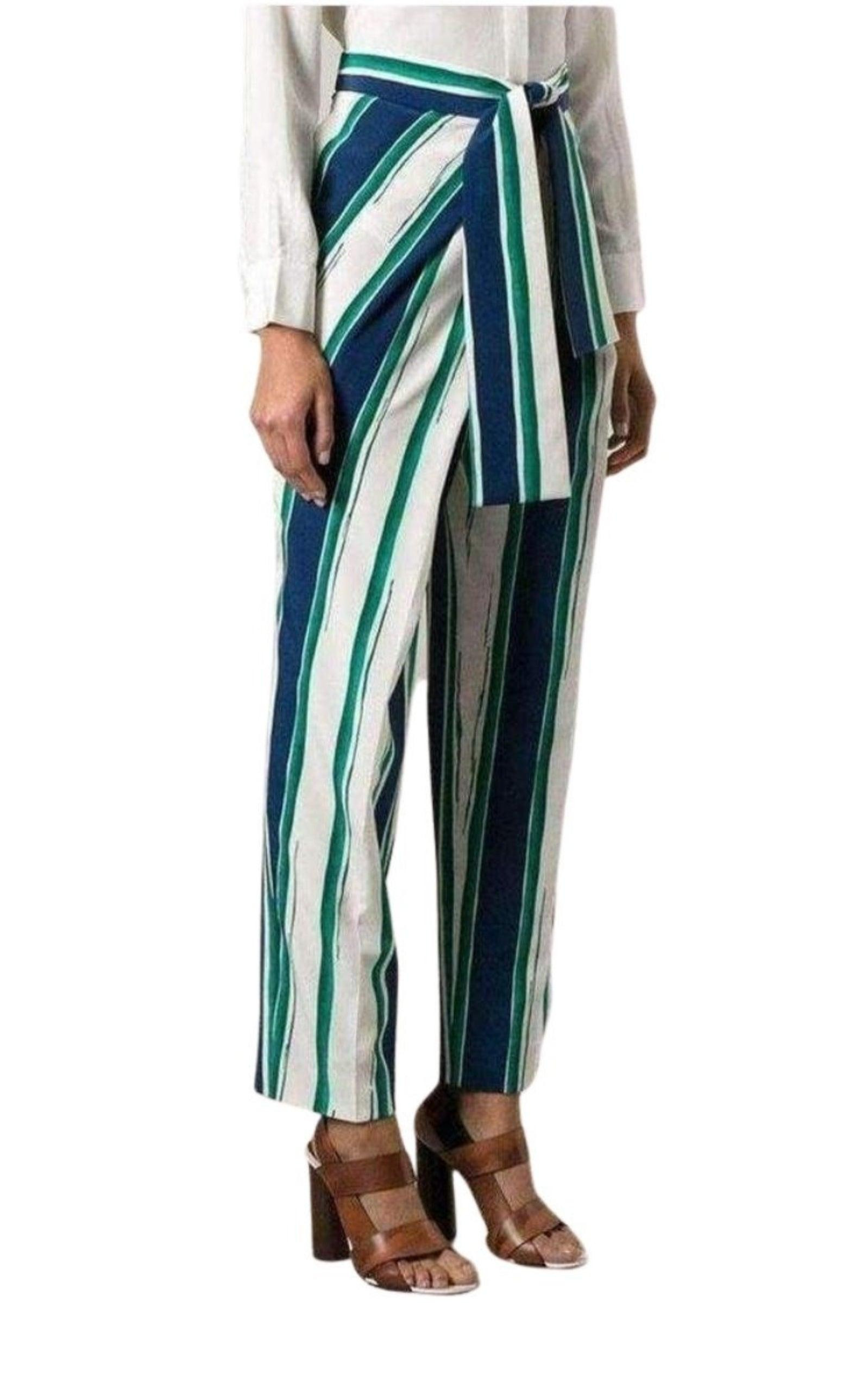 Striped Sarong Silk Trousers - 3