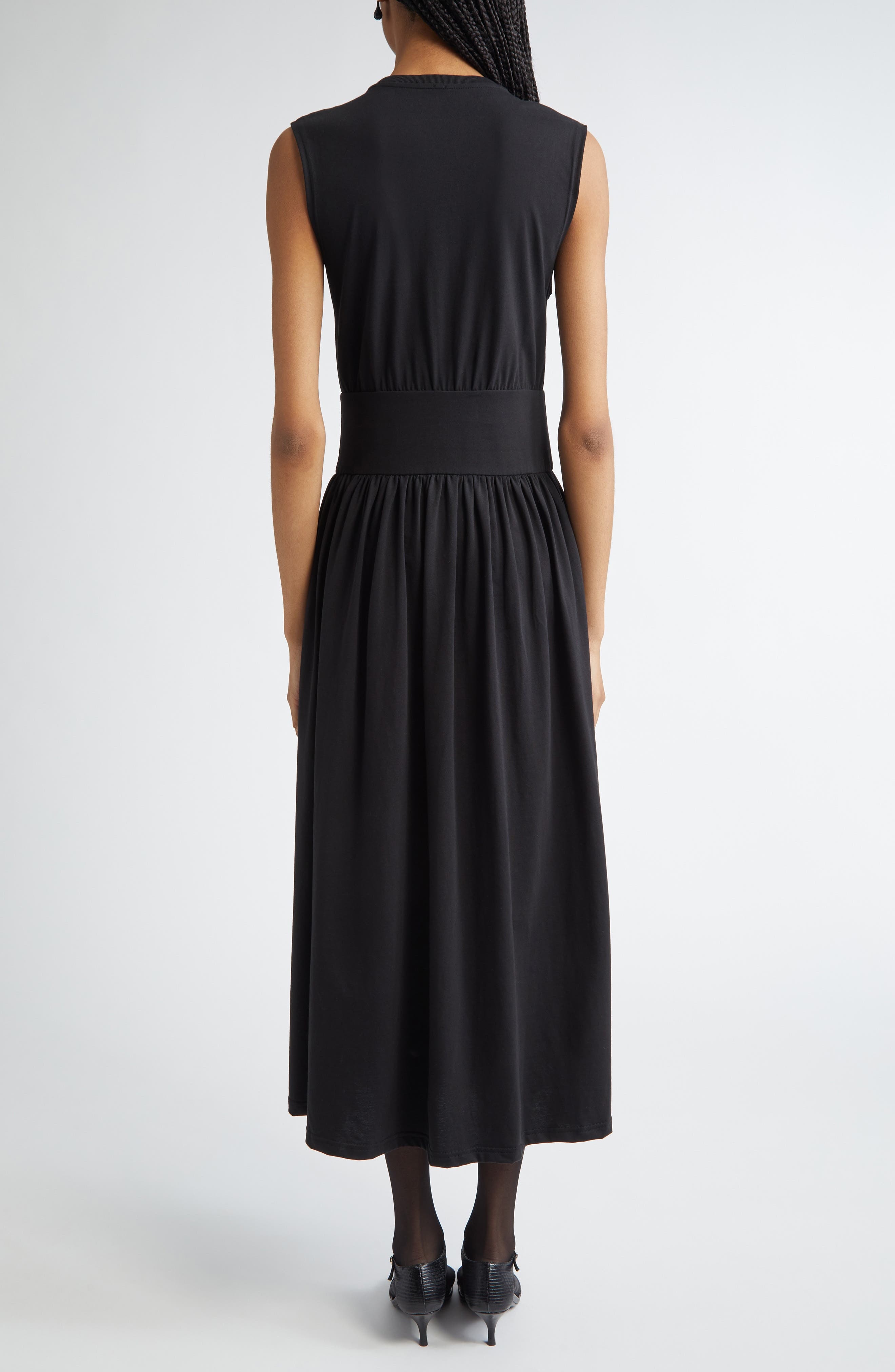 TOTEME Sleeveless Cotton Midi Dress in Black at Nordstrom - 2