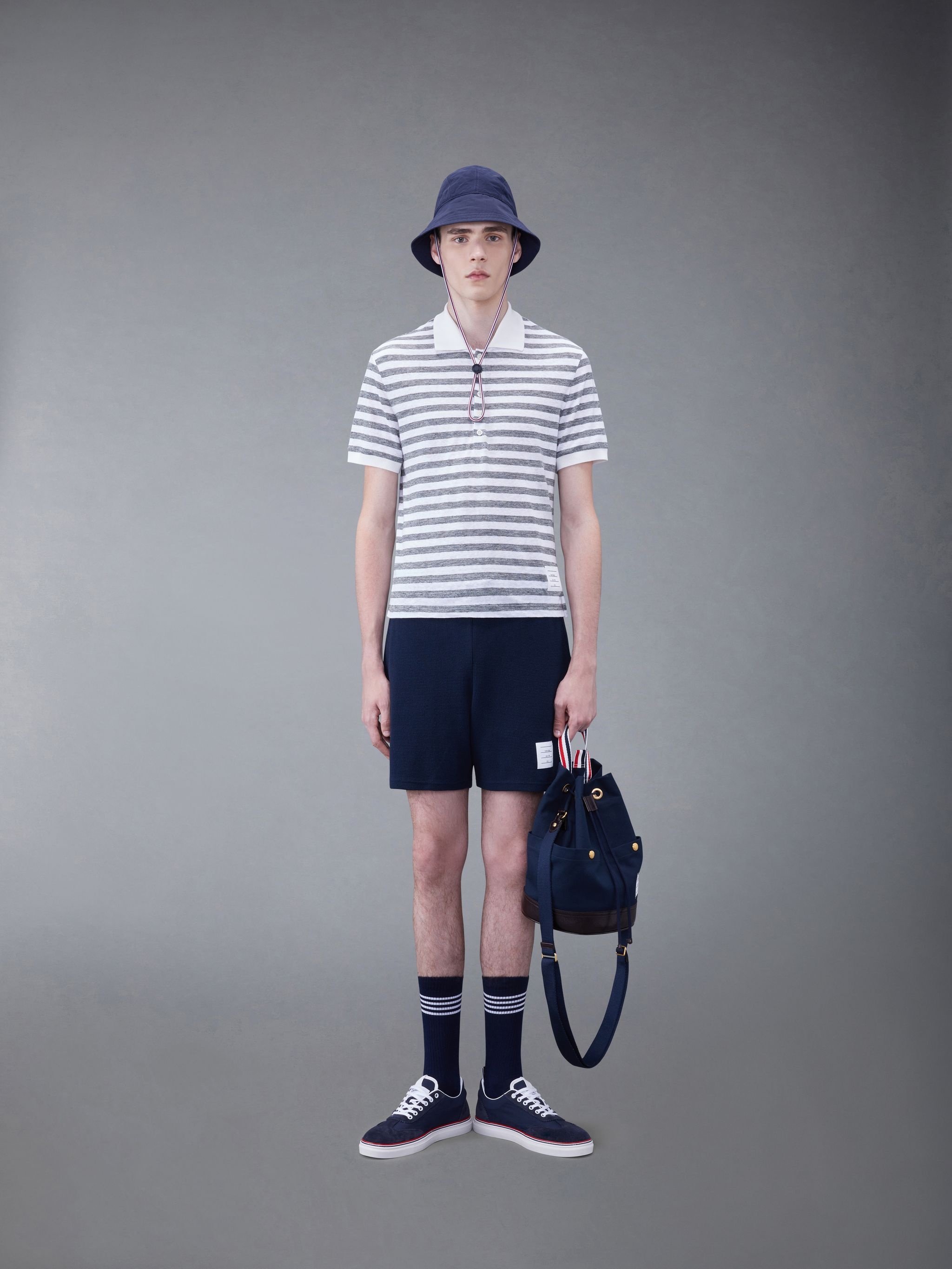 Linen Jersey Short Sleeve Striped Polo - 3