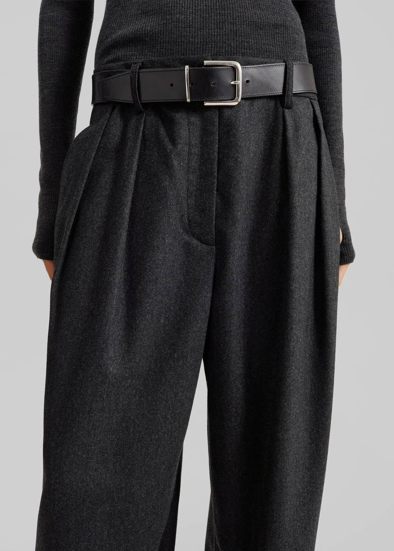 Ripley Flannel Pleated Trousers - Dark Grey 5