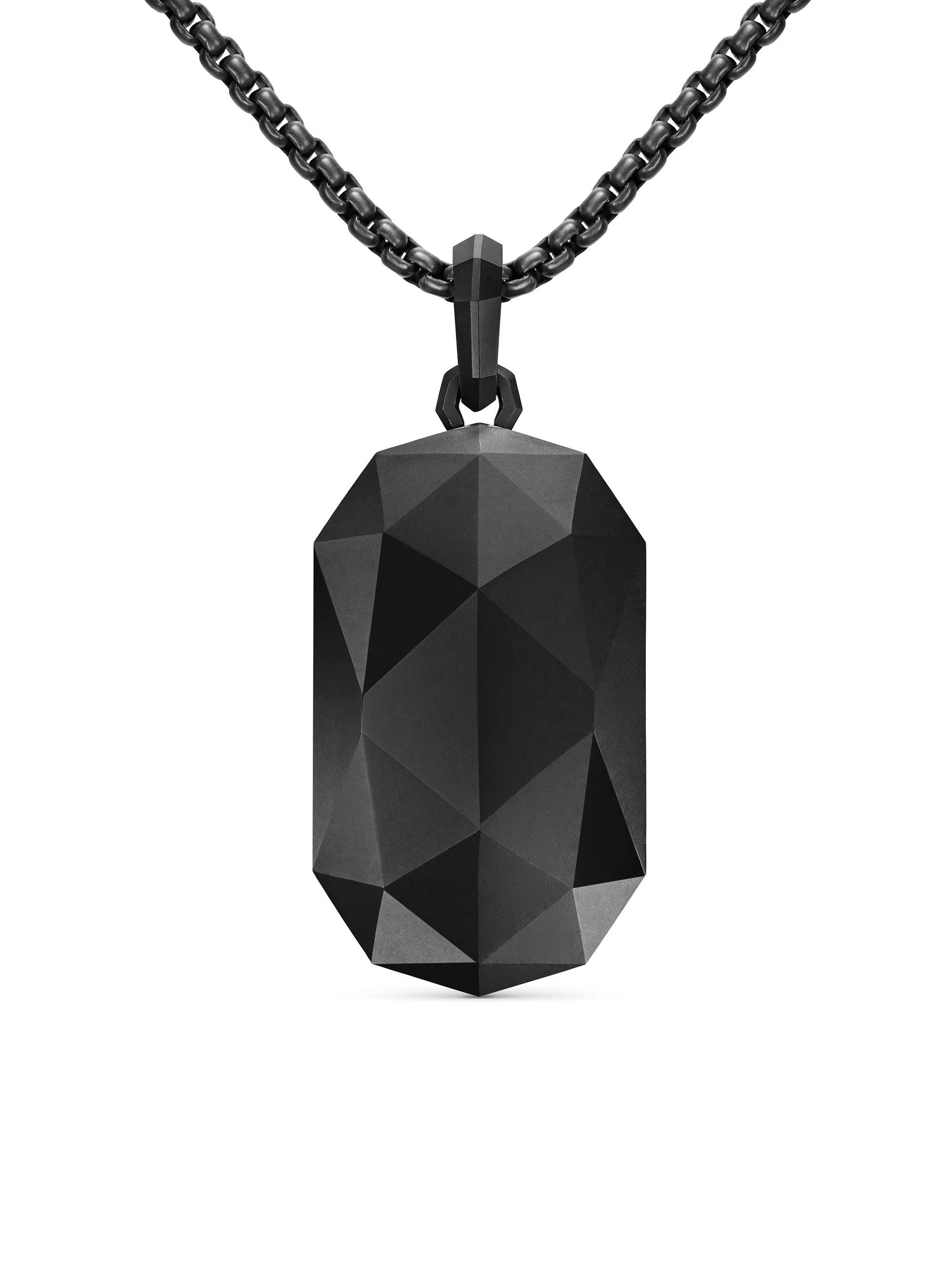 Men's Faceted Amulet in Black Titanium, 36.3MM - Black - 1