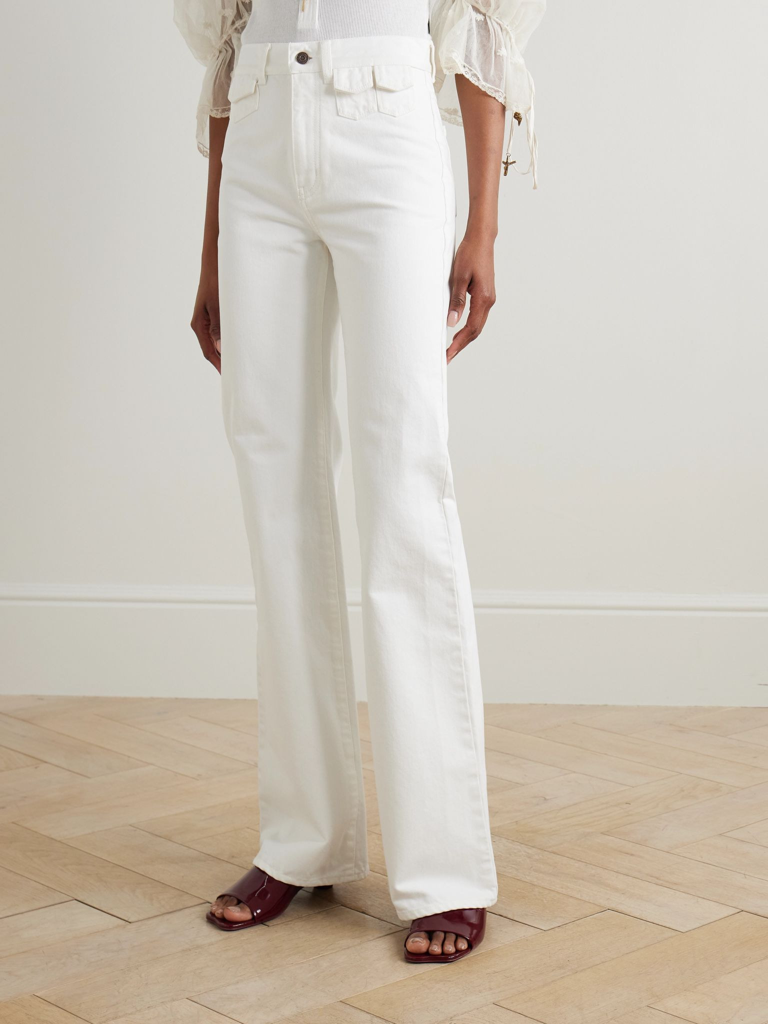 High-rise straight-leg jeans White - 3