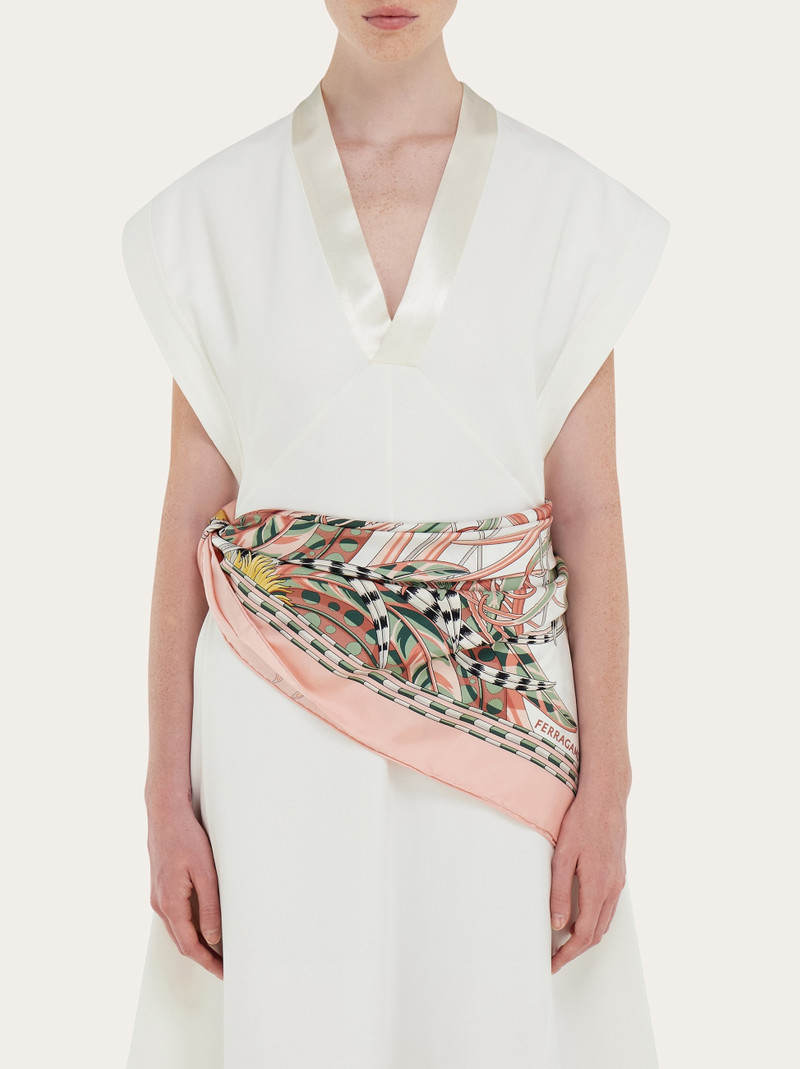 Rooster print silk scarf 3