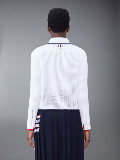 Thom Browne pointelle-knit polo cardigan outlook