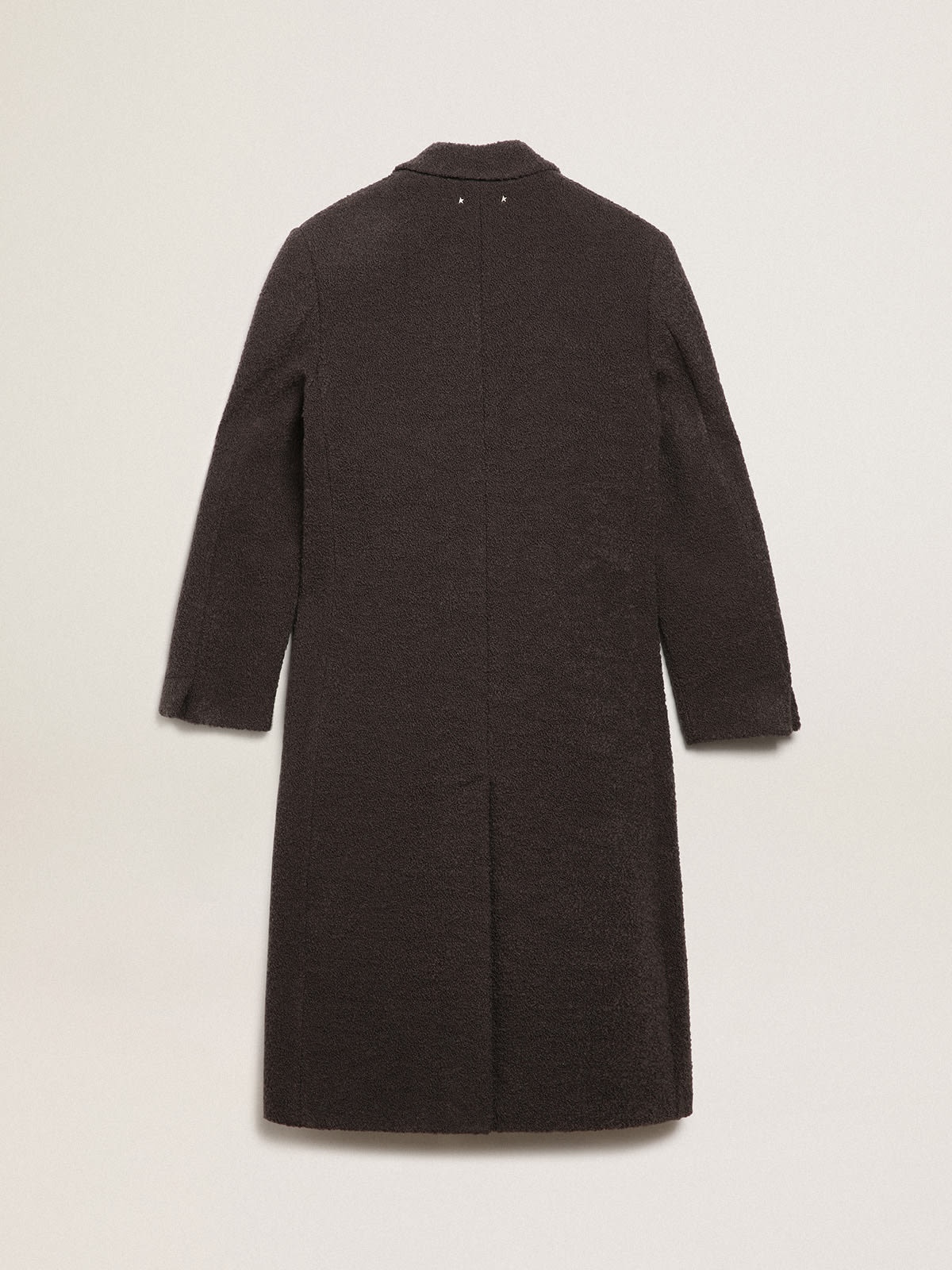 Men's double-breasted coat in licorice-colored bouclé wool - 7