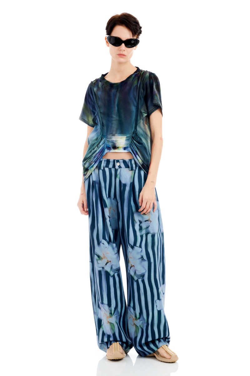 WAVY NAVY FLOWER STRIPE CATCHFLY PANT 7