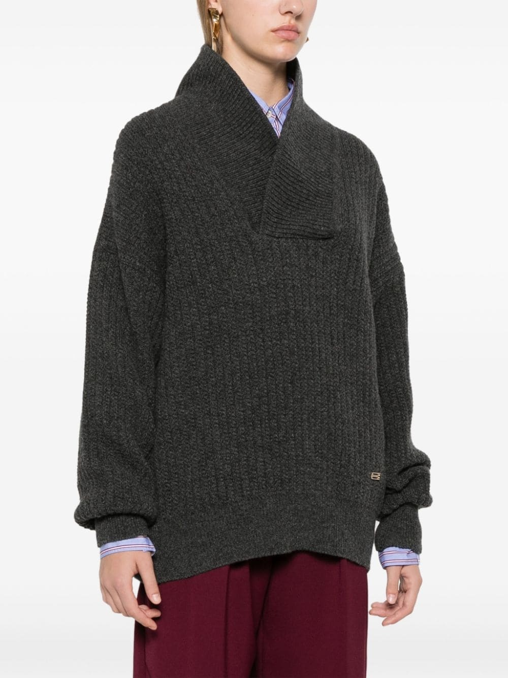 wrap-detail sweater - 3