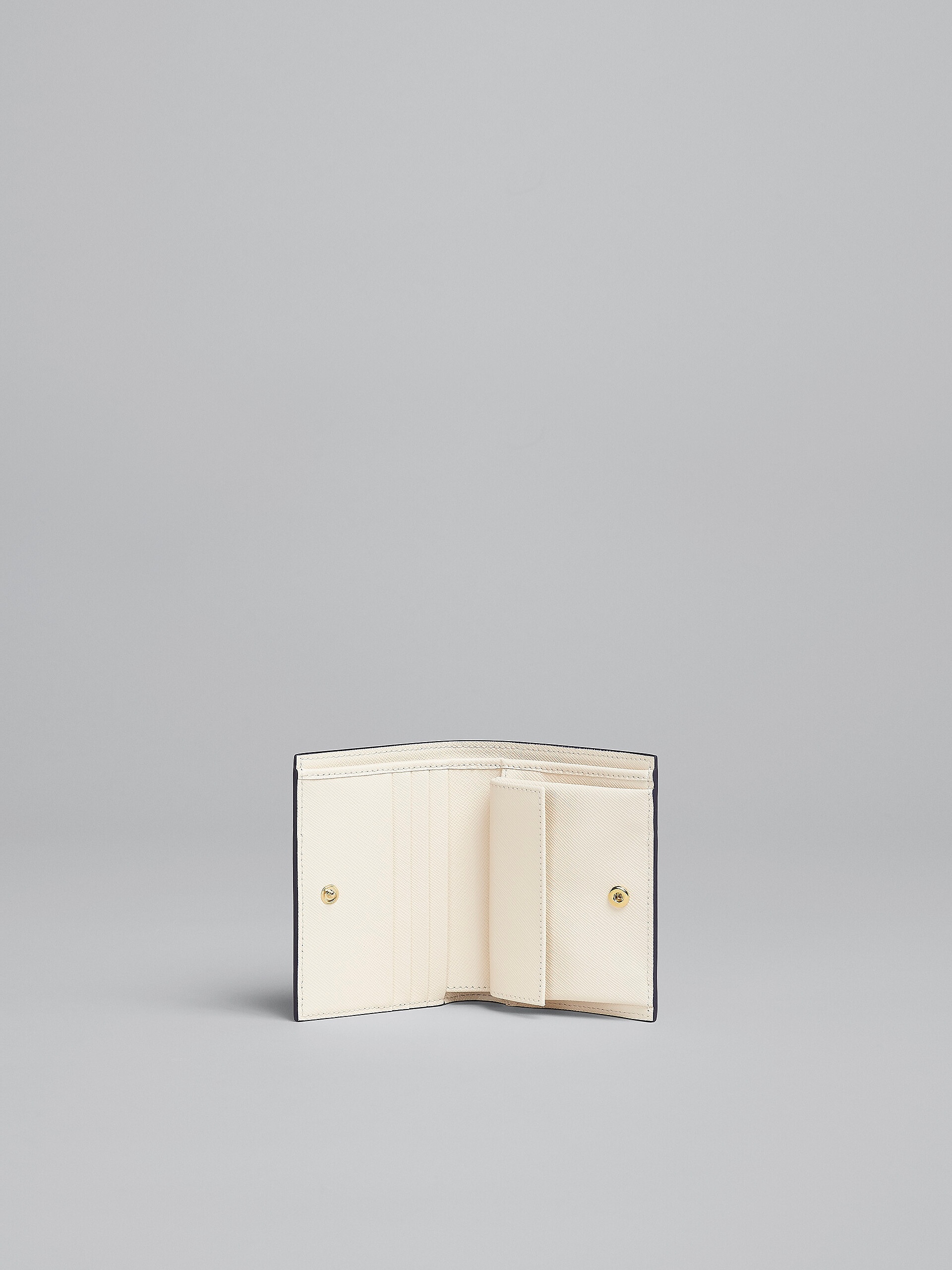BROWN PINK AND WHITE SAFFIANO LEATHER BI-FOLD WALLET - 2