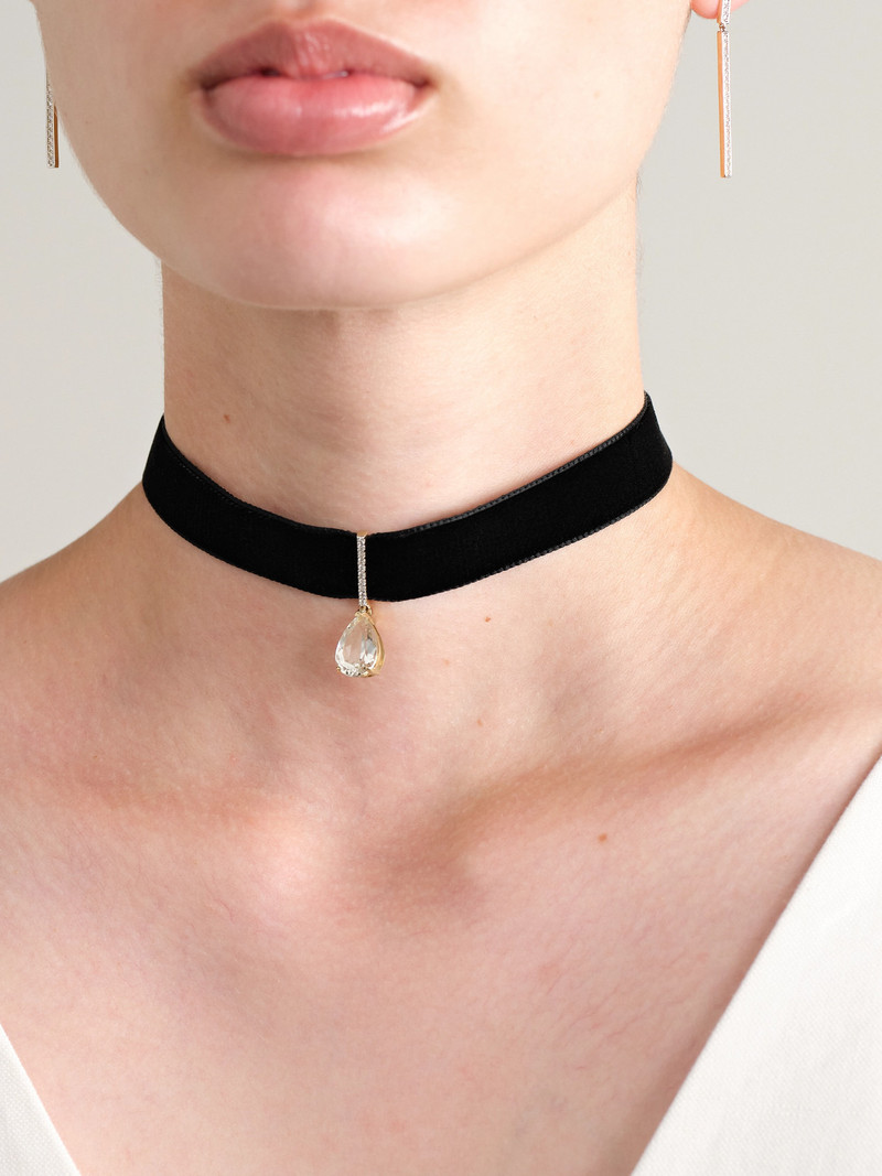MATEO 14-karat Gold, Velvet, Topaz And Diamond Choker outlook