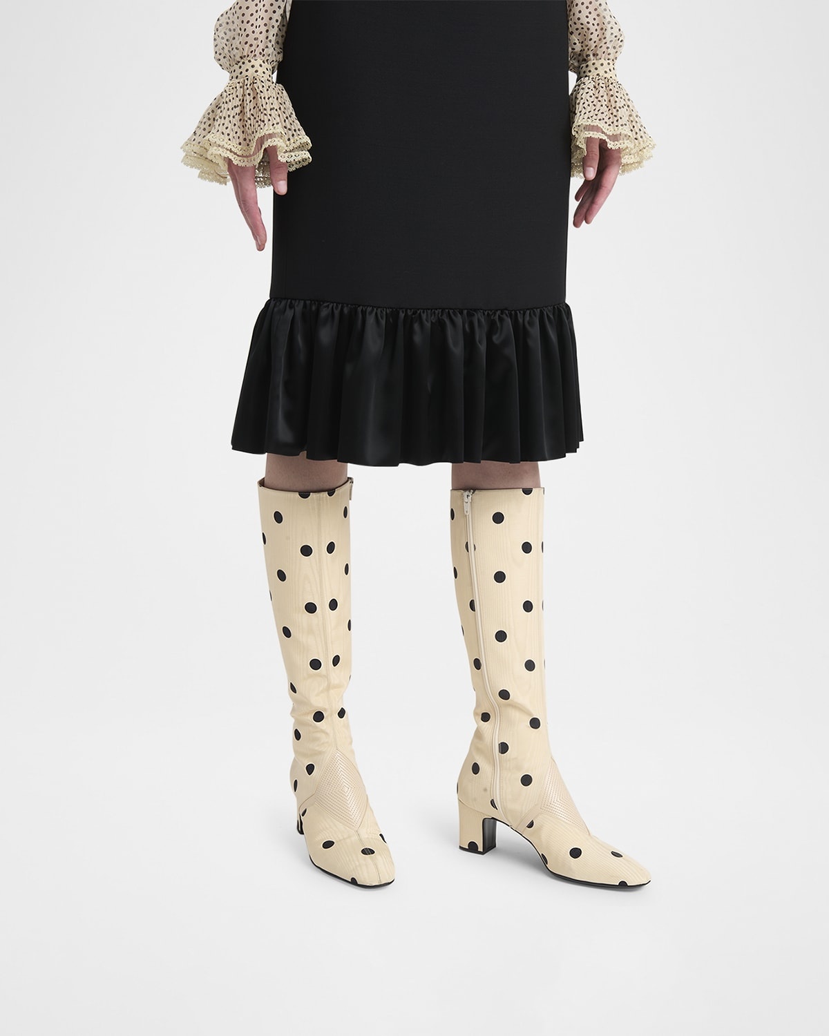 ブーツその他 VALENTINO EQUIVOQUE BOOTS Valentino Equivoque Tall Polka Dot Boots | neimanmarcus