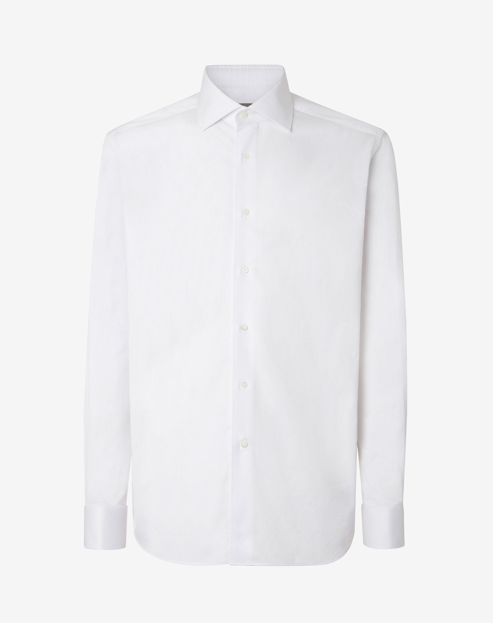 White cotton shirt with honeycomb pattern - 1