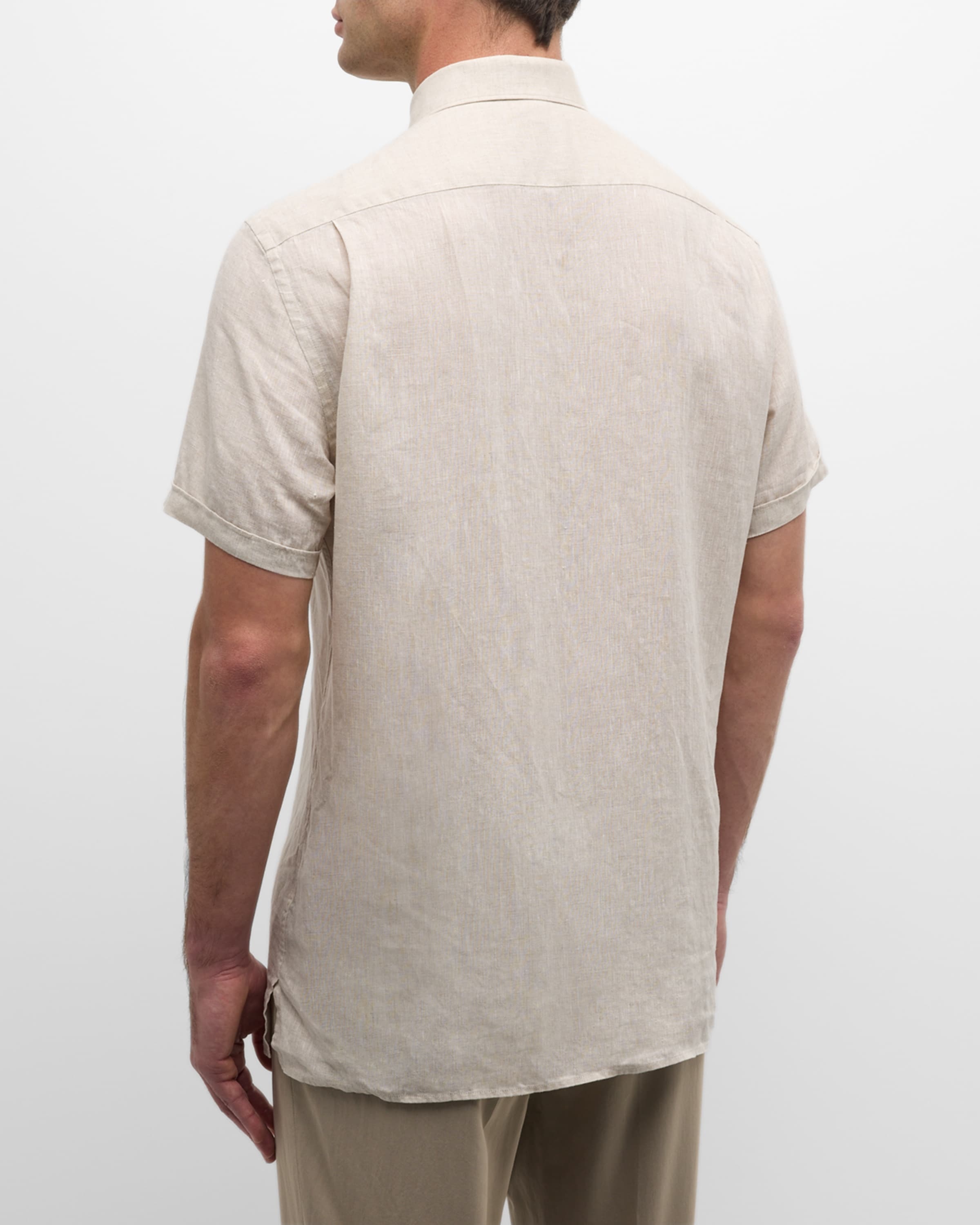 Men's Short-Sleeve Linen Button-Down Shirt - 3