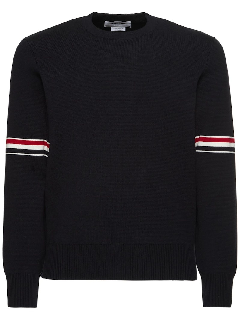 Milano stitch crewneck cotton sweater - 1