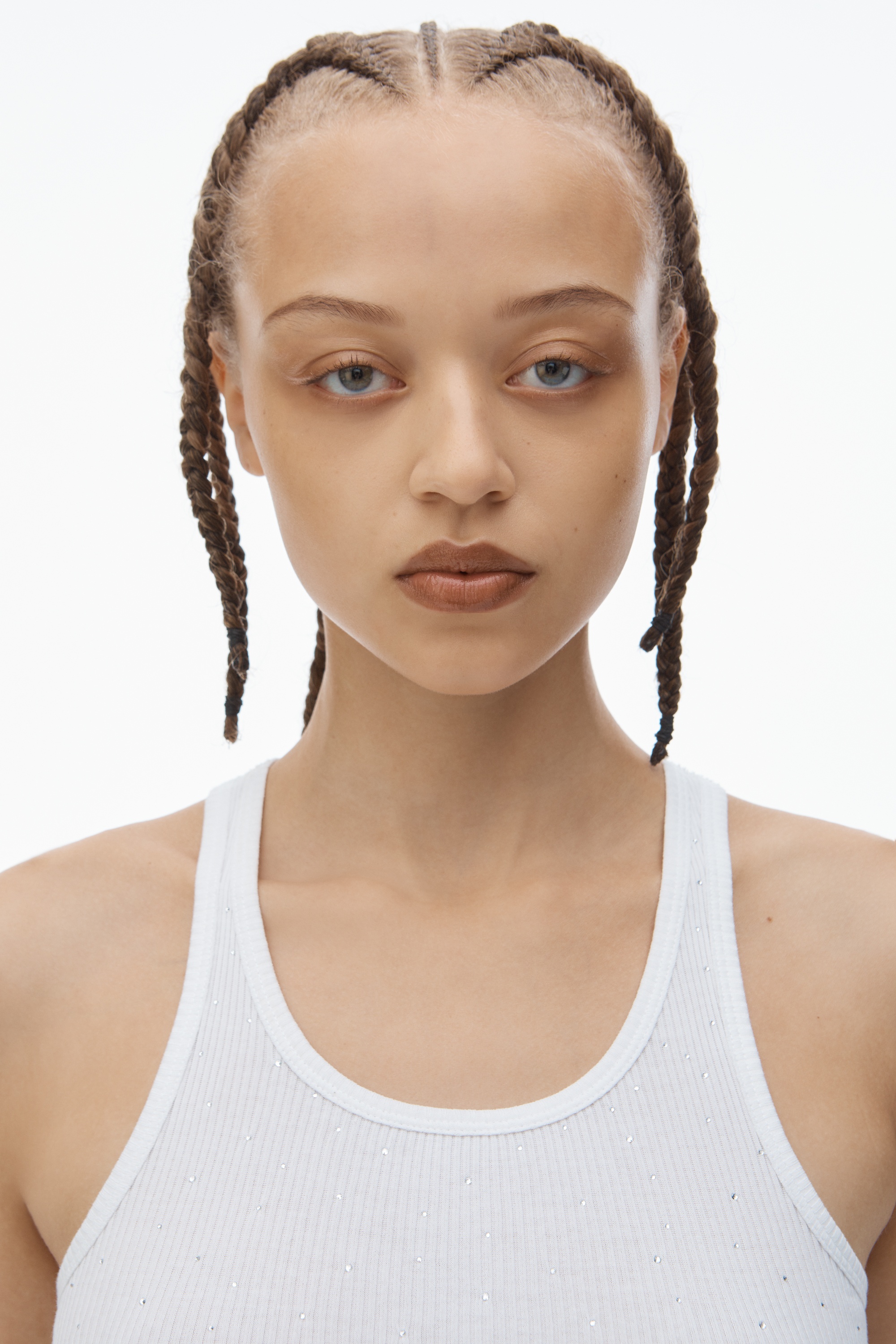 Crystal Hotfix Cropped Racer tank Tee - 6