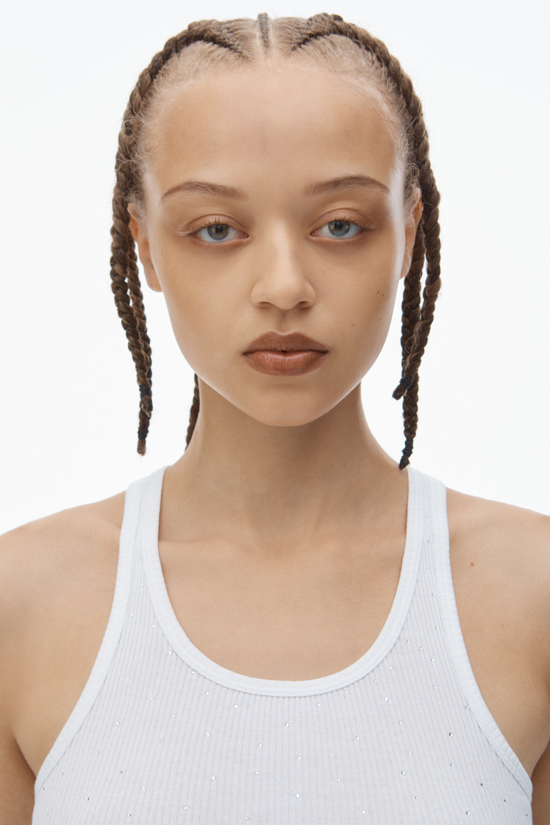 Crystal Hotfix Cropped Racer tank Tee 6