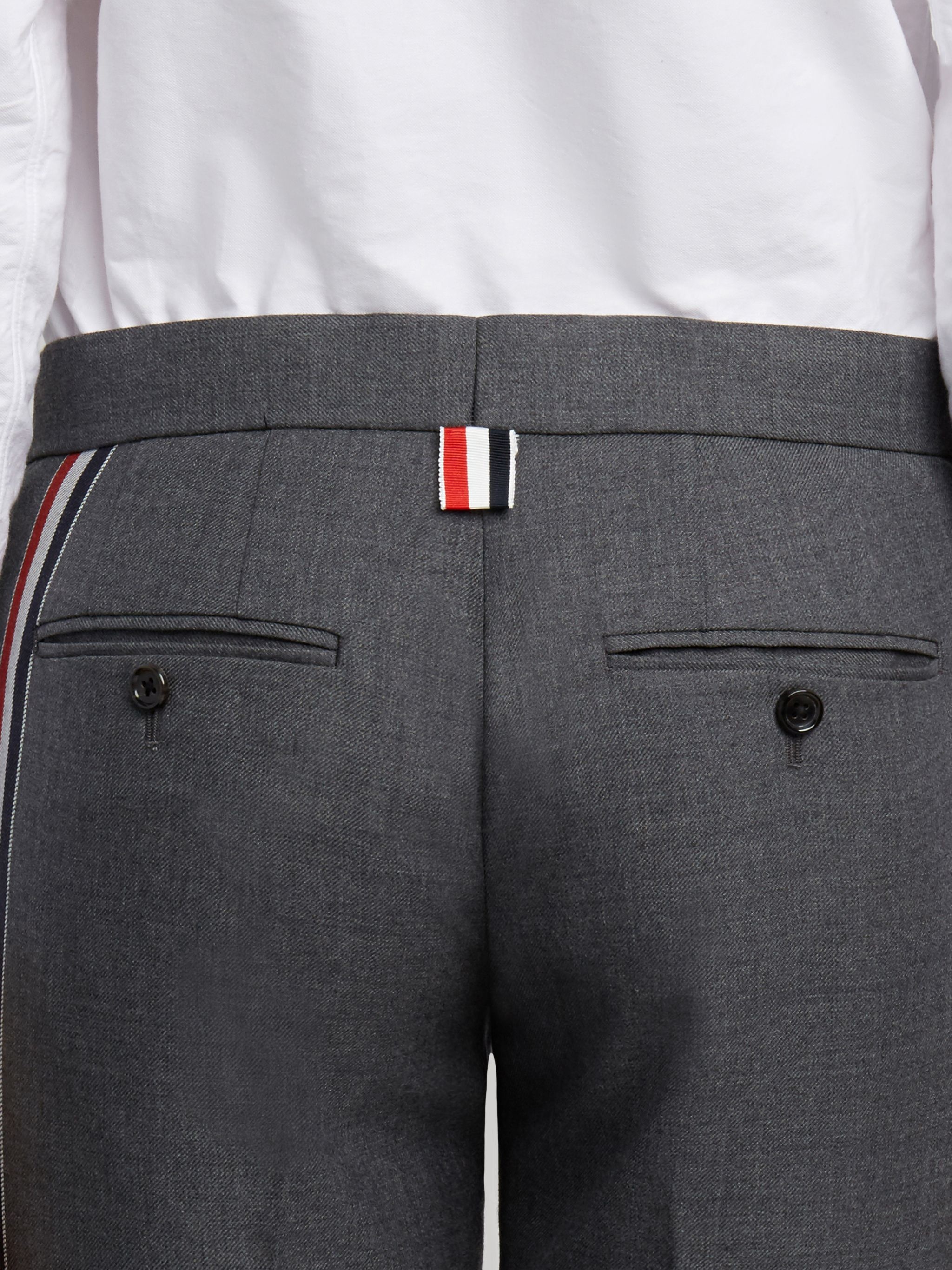 Dark Grey Solid Wool Twill Engineered Stripe Side Seam Skinny Trouser - 6