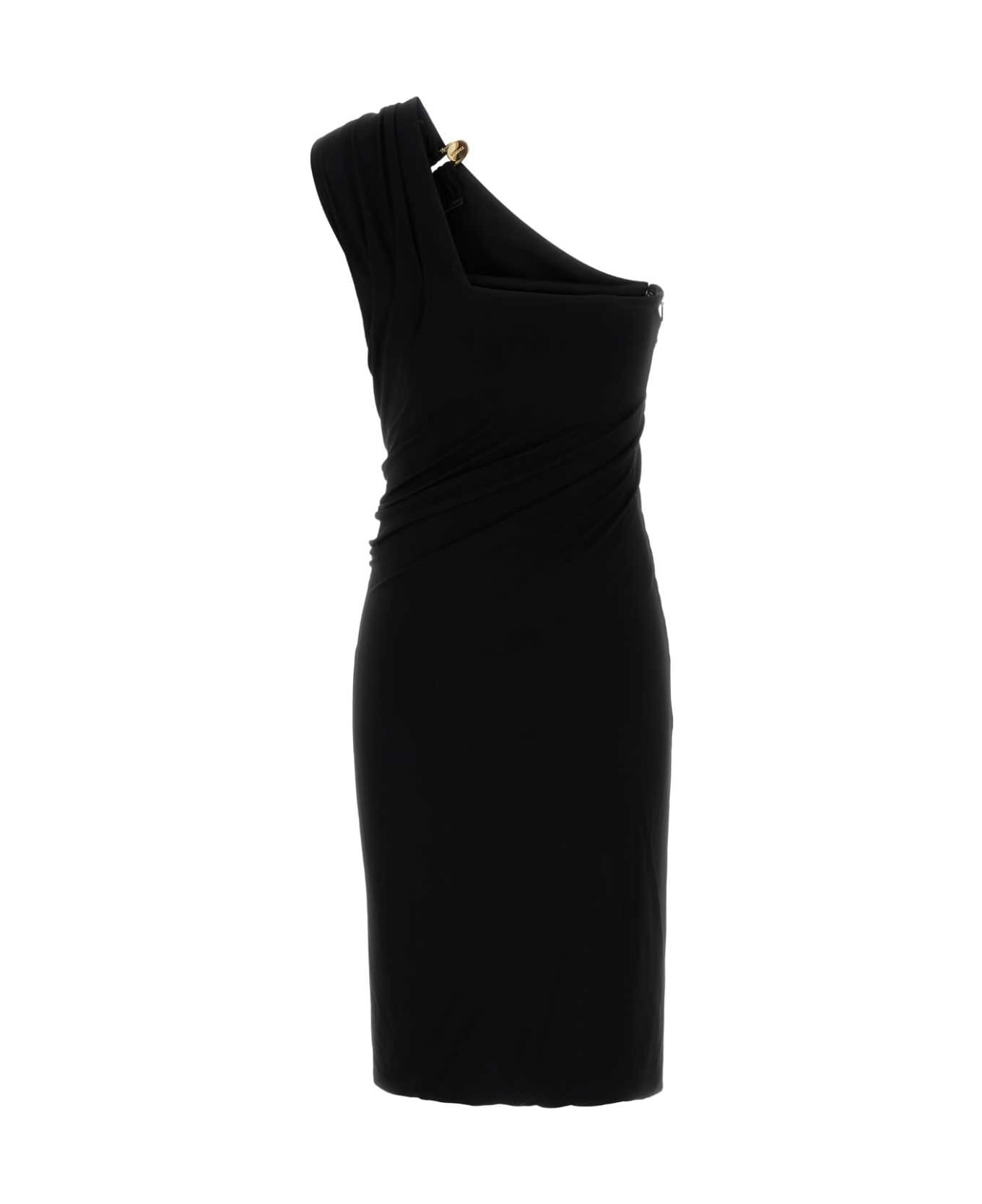 Black Crepe One-shoulder Dress - 2