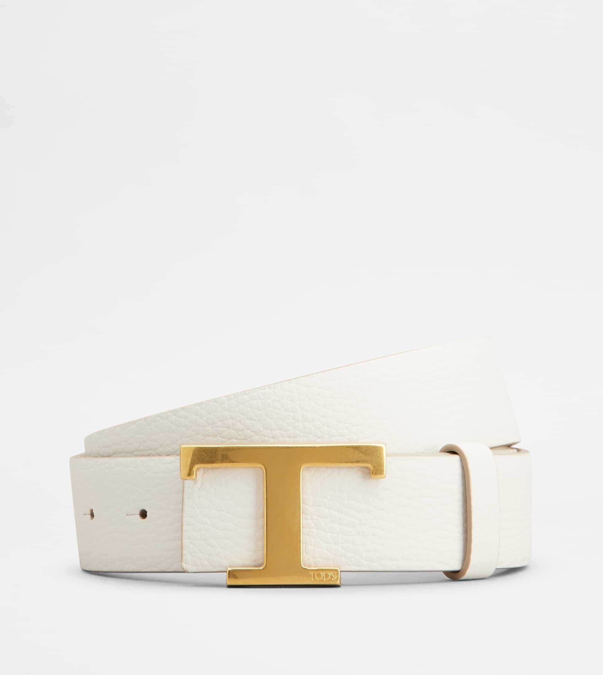 T TIMELESS REVERSIBLE BELT IN LEATHER - WHITE - 1