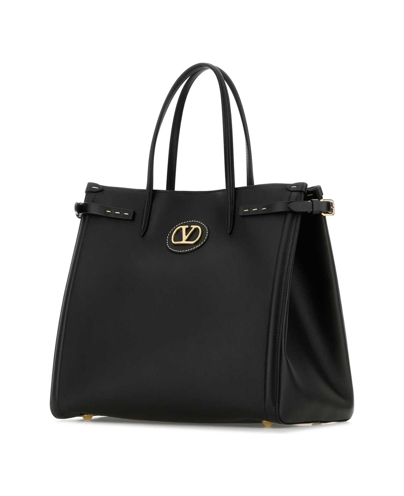 Black Leather Antibes Shopping Bag - 2