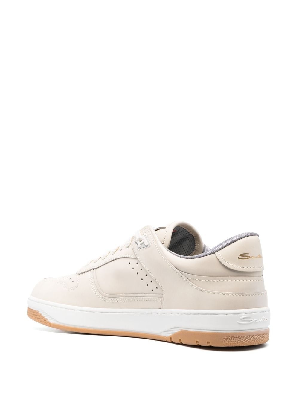 low-top leather sneakers - 3