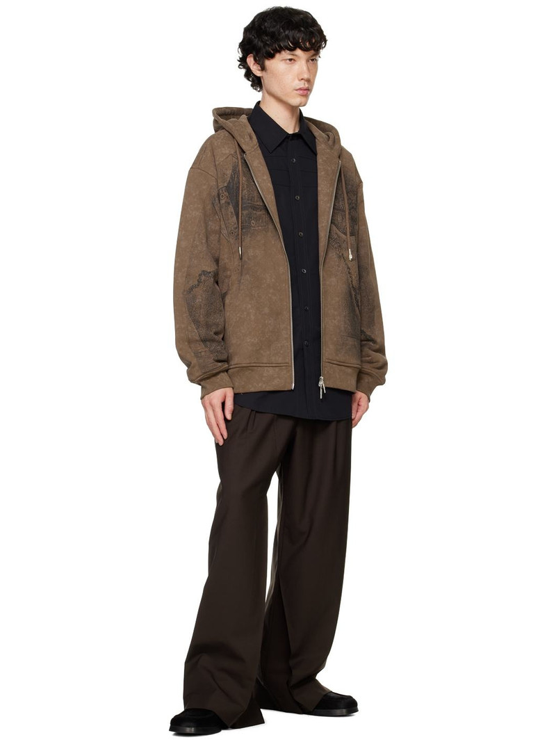 FENG CHEN WANG Brown Deconstruction Printed Hoodie outlook