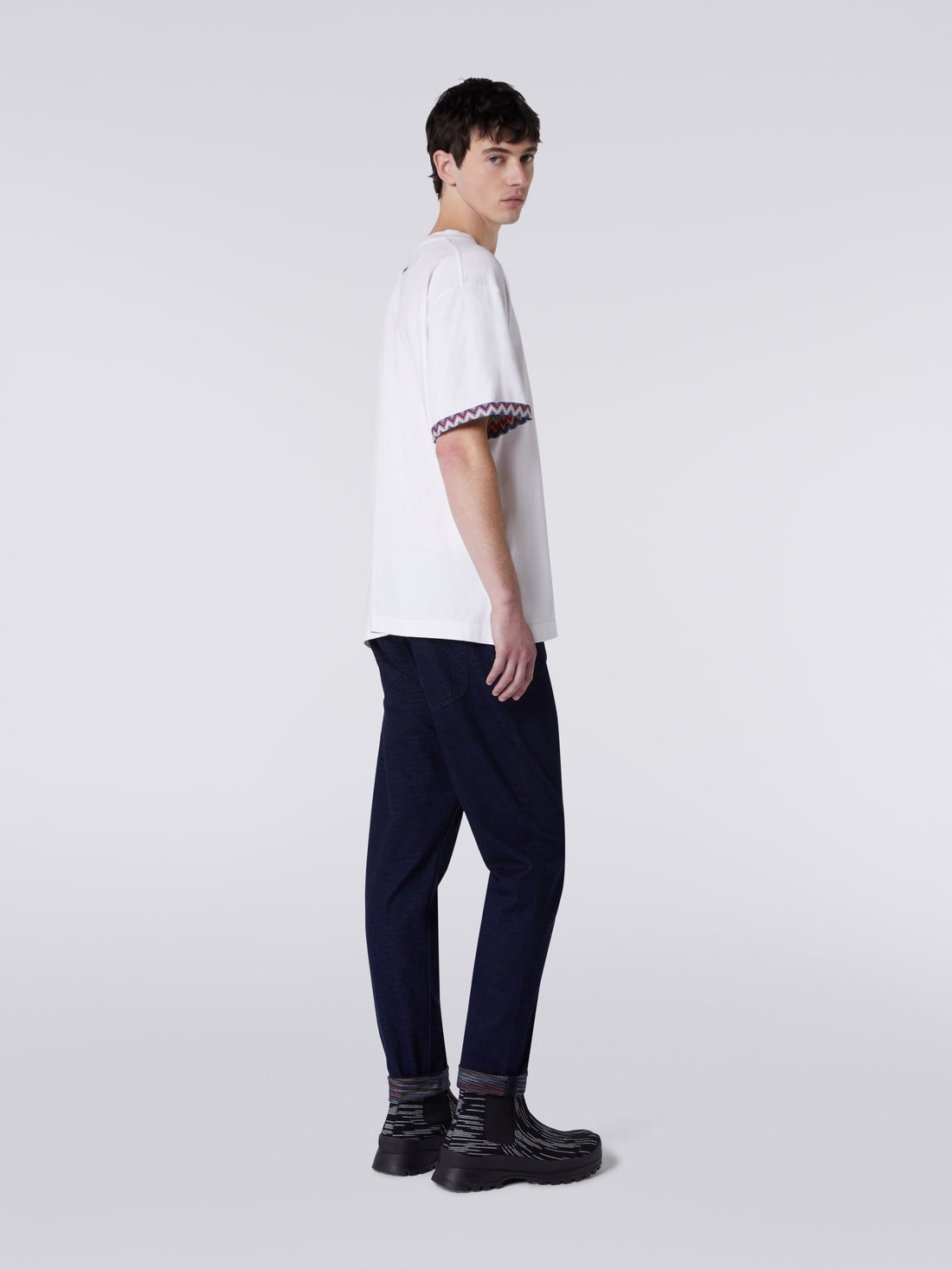 Cotton jersey T-shirt with zigzag turn-ups - 4