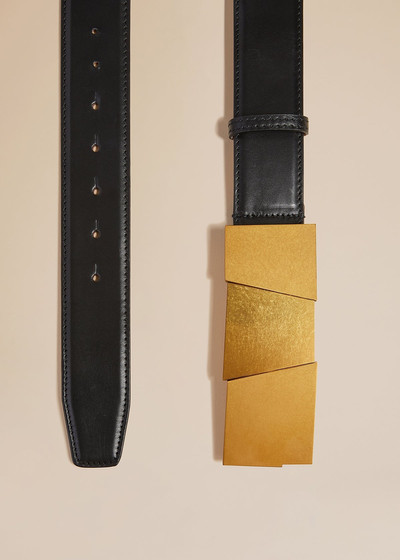 KHAITE The Medium Axel Belt in Black Leather with Gold outlook