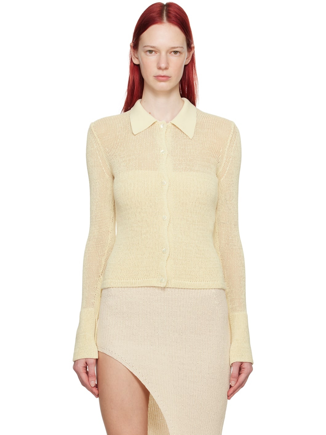 Off-White Spread Collar Cardigan - 1