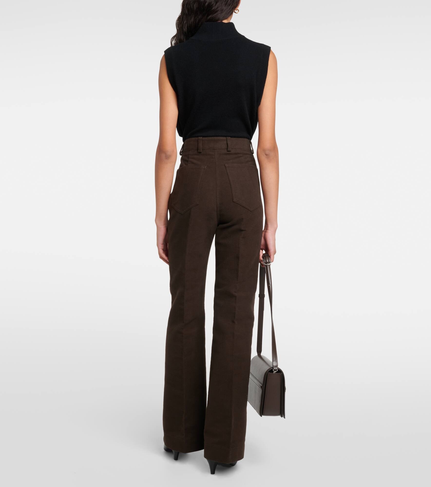 High-rise velour straight pants - 3