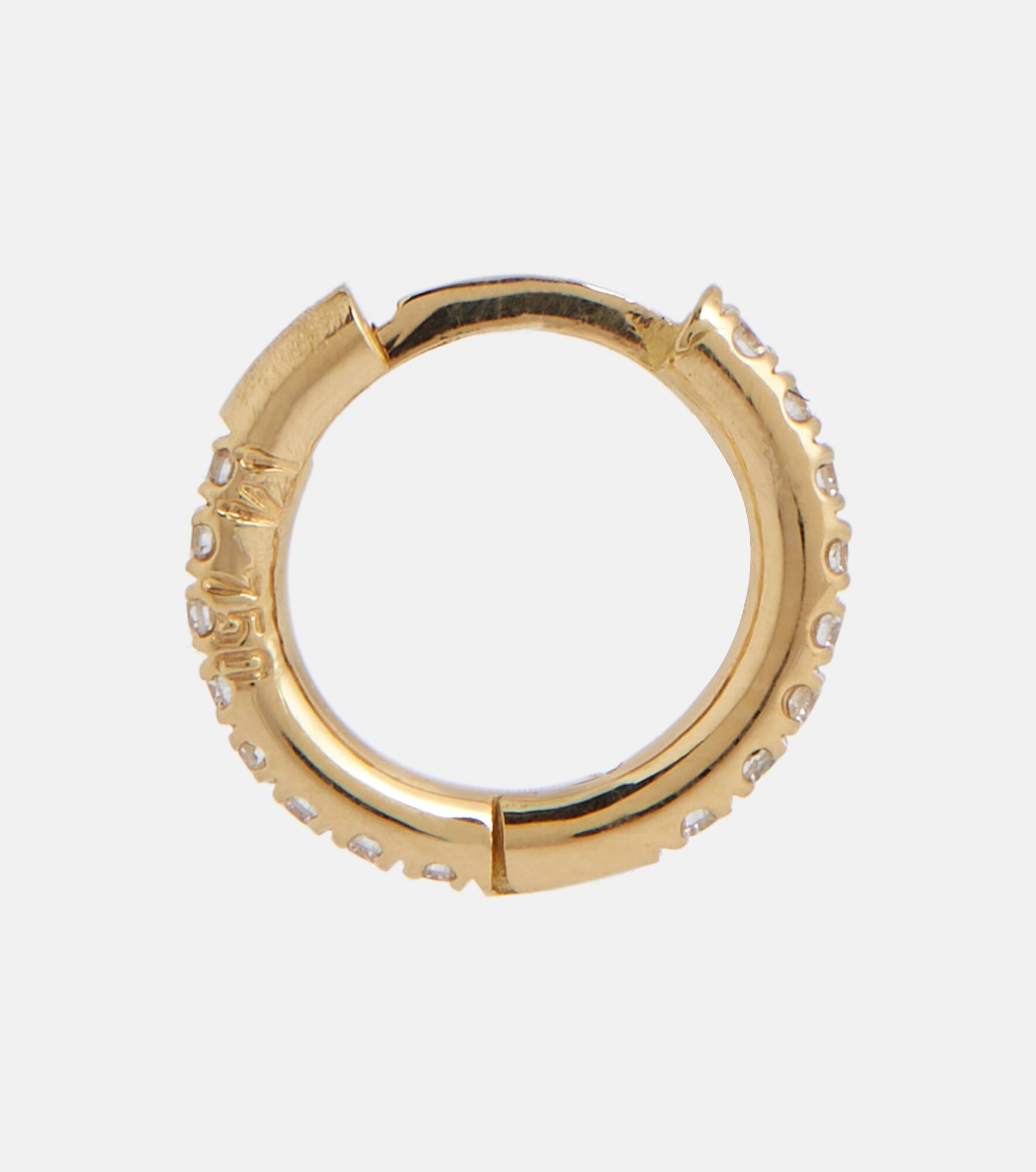 Mini 18kt yellow gold hoop earrings with diamonds - 4