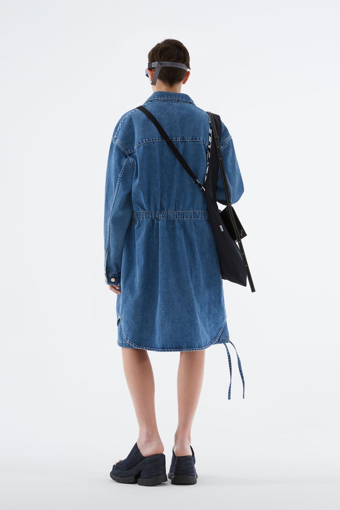 WASHED DENIM LONG OVER SHIRT - 4