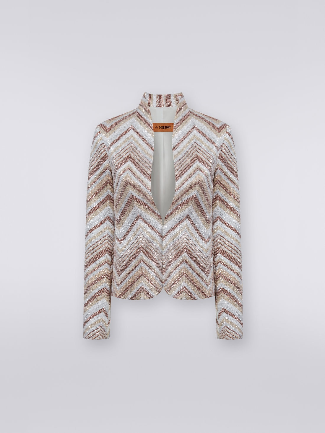 Viscose blend blazer with chevron pattern and sequins - 1