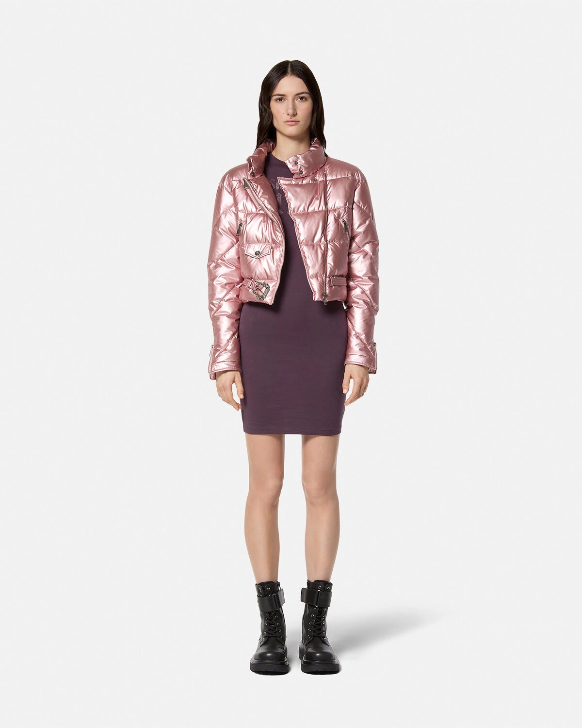 Baroque Buckle Metallic Puffer Jacket - 2