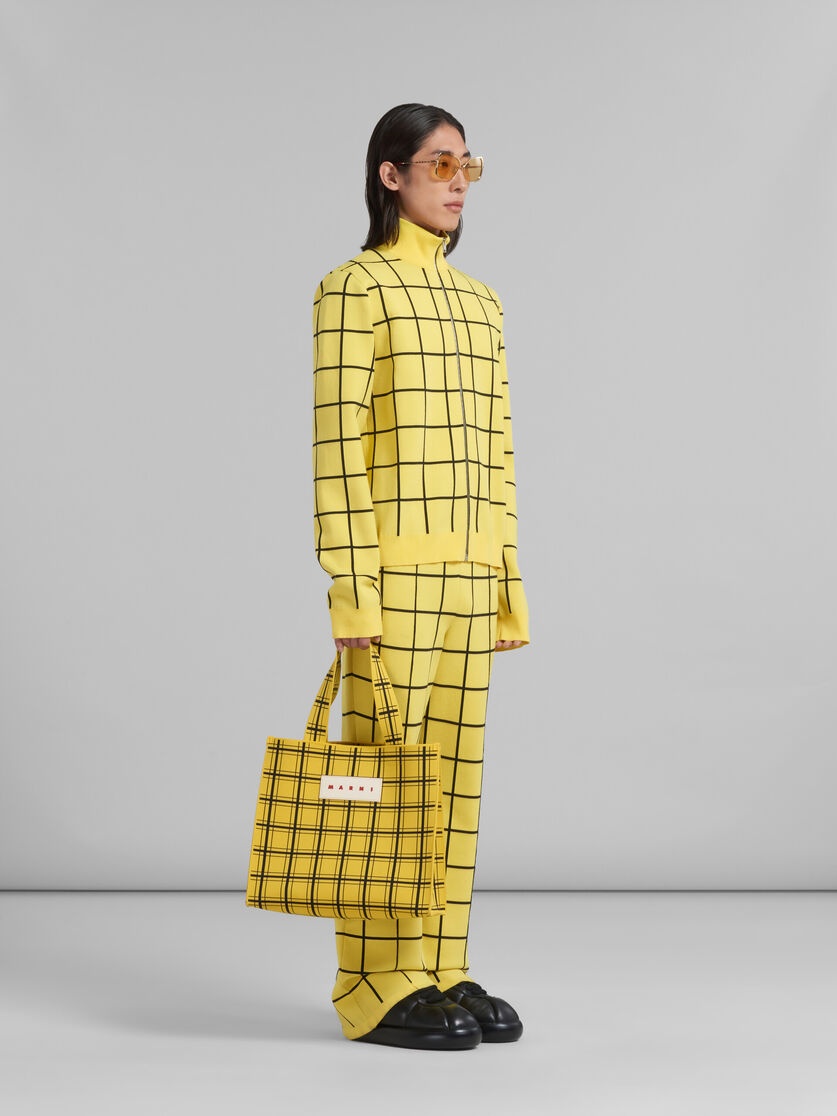 YELLOW CHECKED VISCOSE TROUSERS - 5