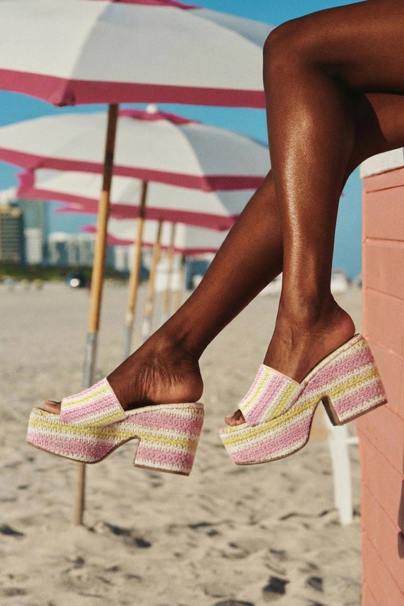 Larroudé Miso Crochet Mule Striped Multicolor outlook