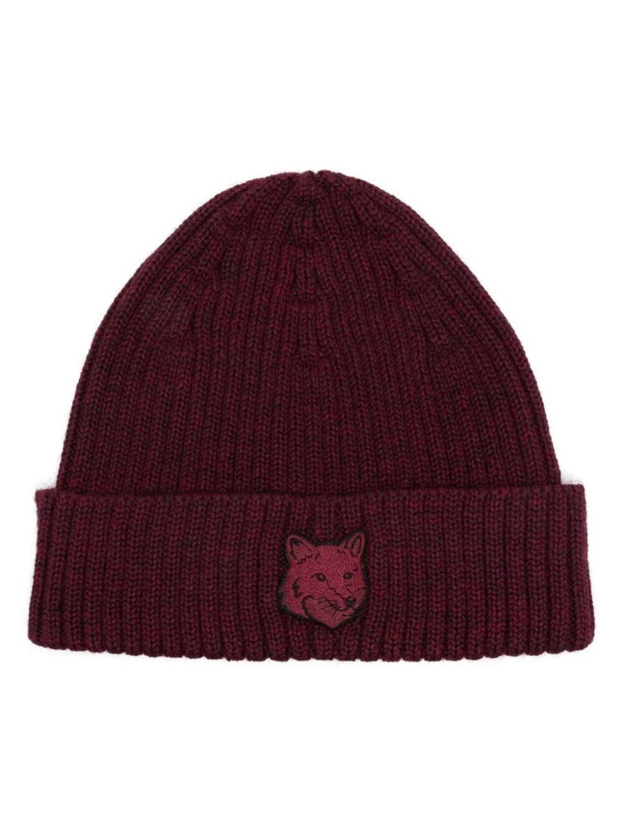 帽子 Maison Kitsune BOLD FOX HEAD BEANIE BOLD FOX HEAD PATCH RIBBED BEANIE | Maison Kitsuné