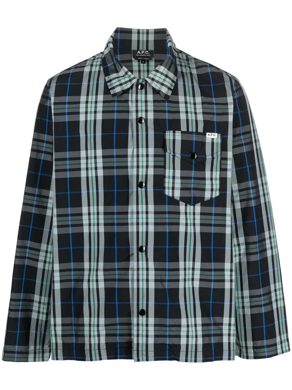 checked-pattern long-sleeved shirt - 1