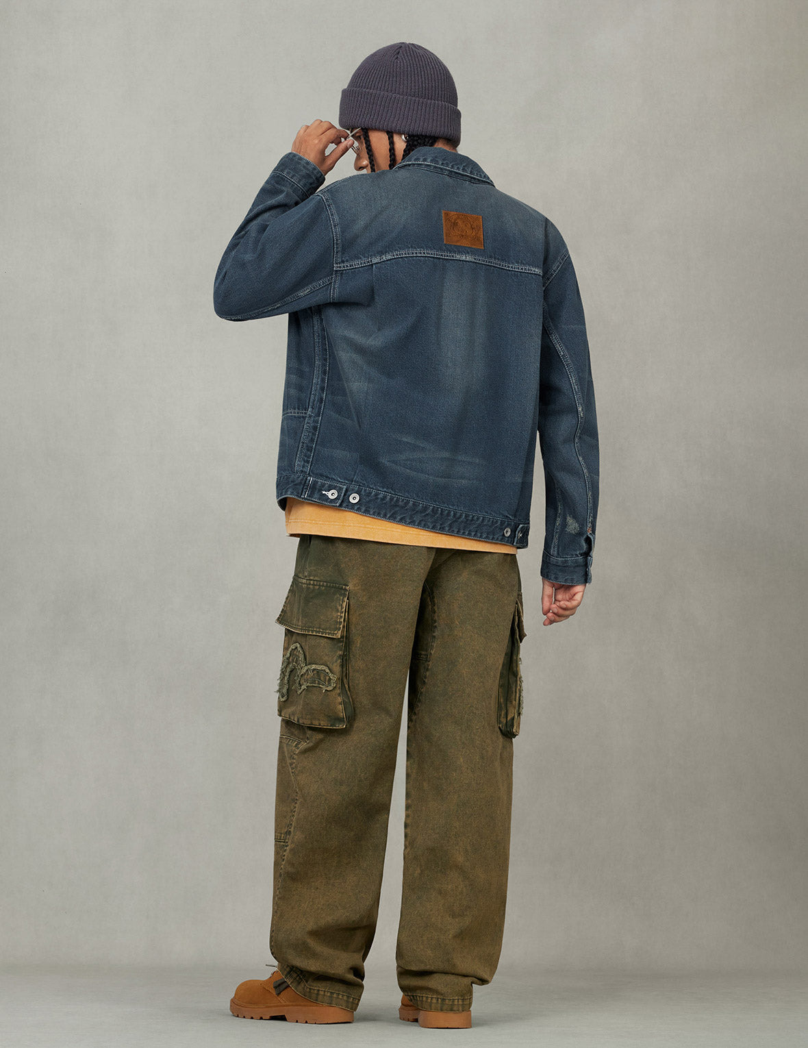 Distressed Seagull Print Relax Fit Washed Seagull Pocket Denim Jacket - 6