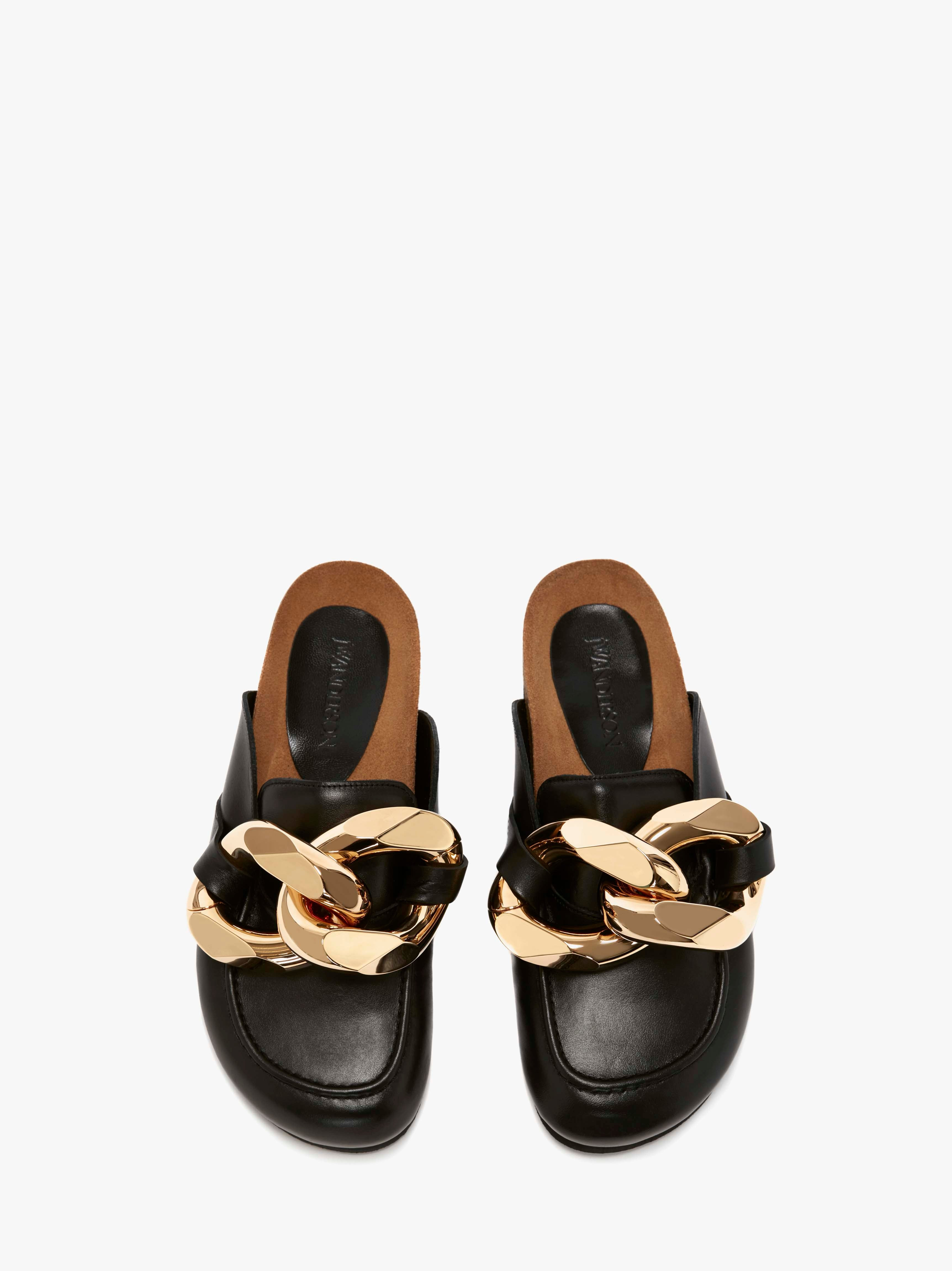 CHAIN LOAFER LEATHER MULES - 4