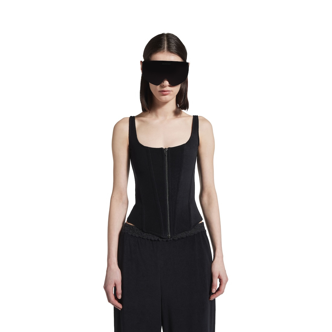 Women's Stretch Corset Top in Black - 5