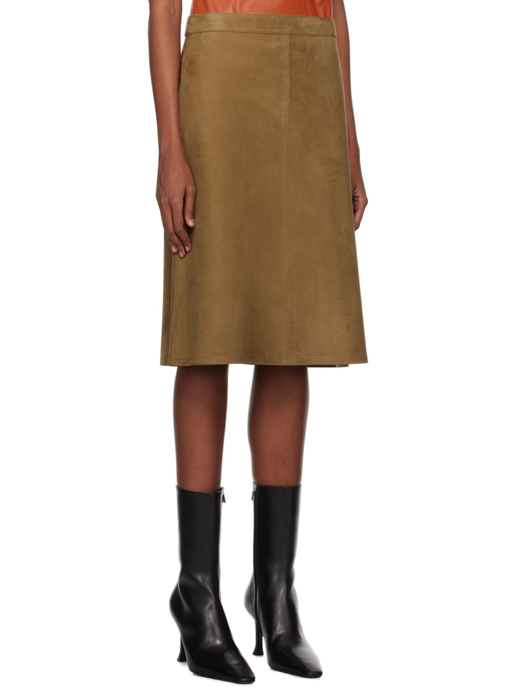 Brown A-Line Midi Skirt - 2
