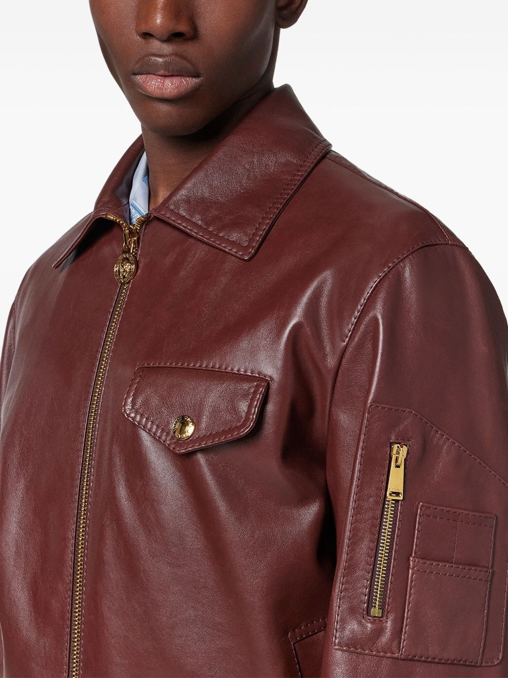 biker-style leather jacket - 5