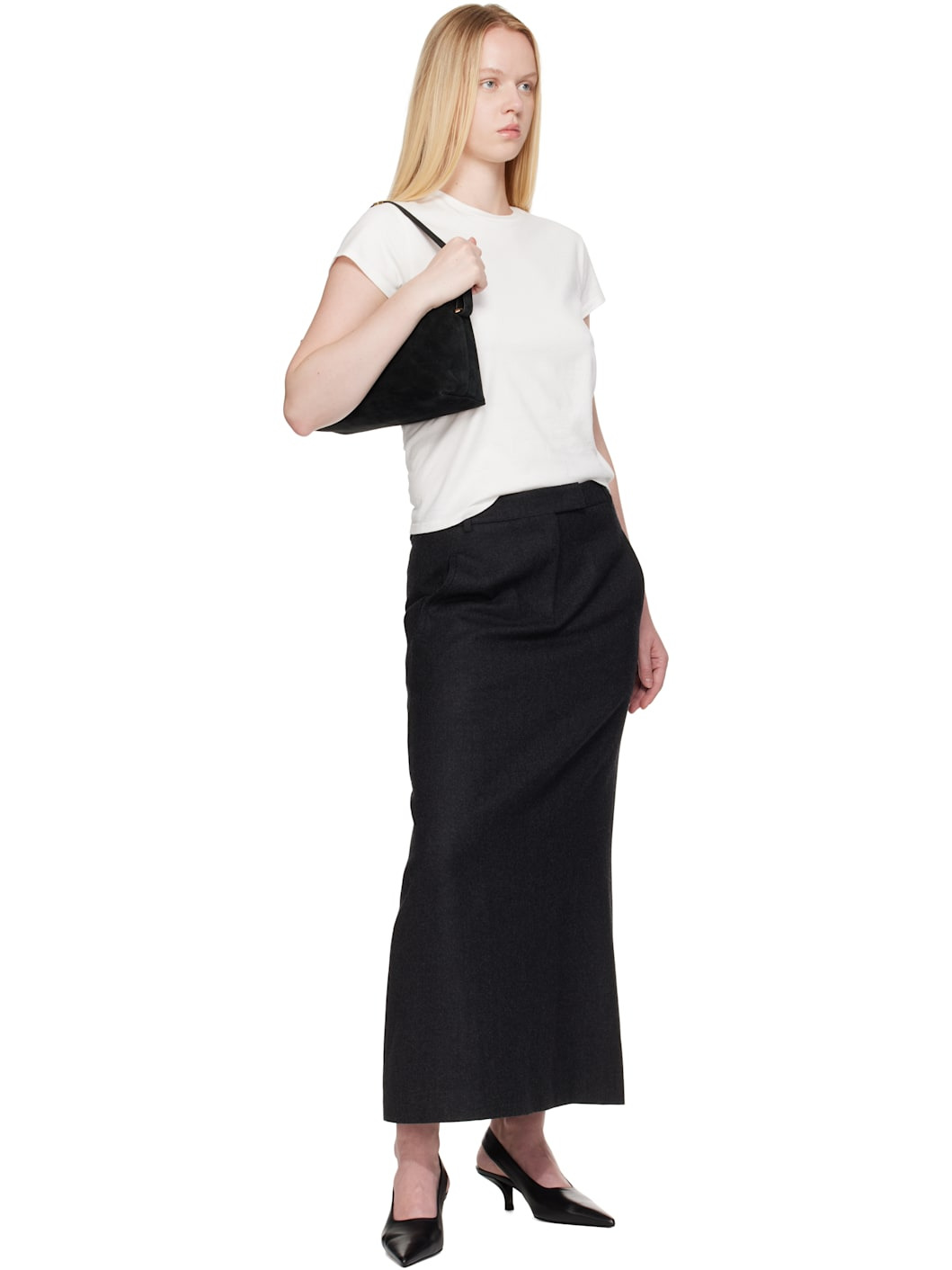 Black Belted Suede Clutch - 4