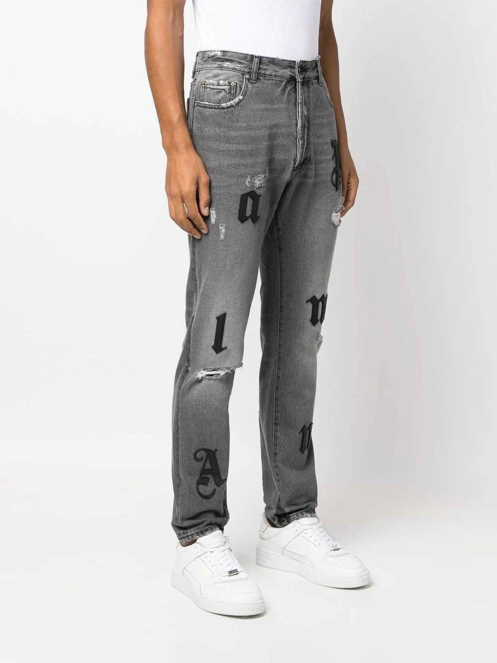 distressed straight-leg jeans - 3