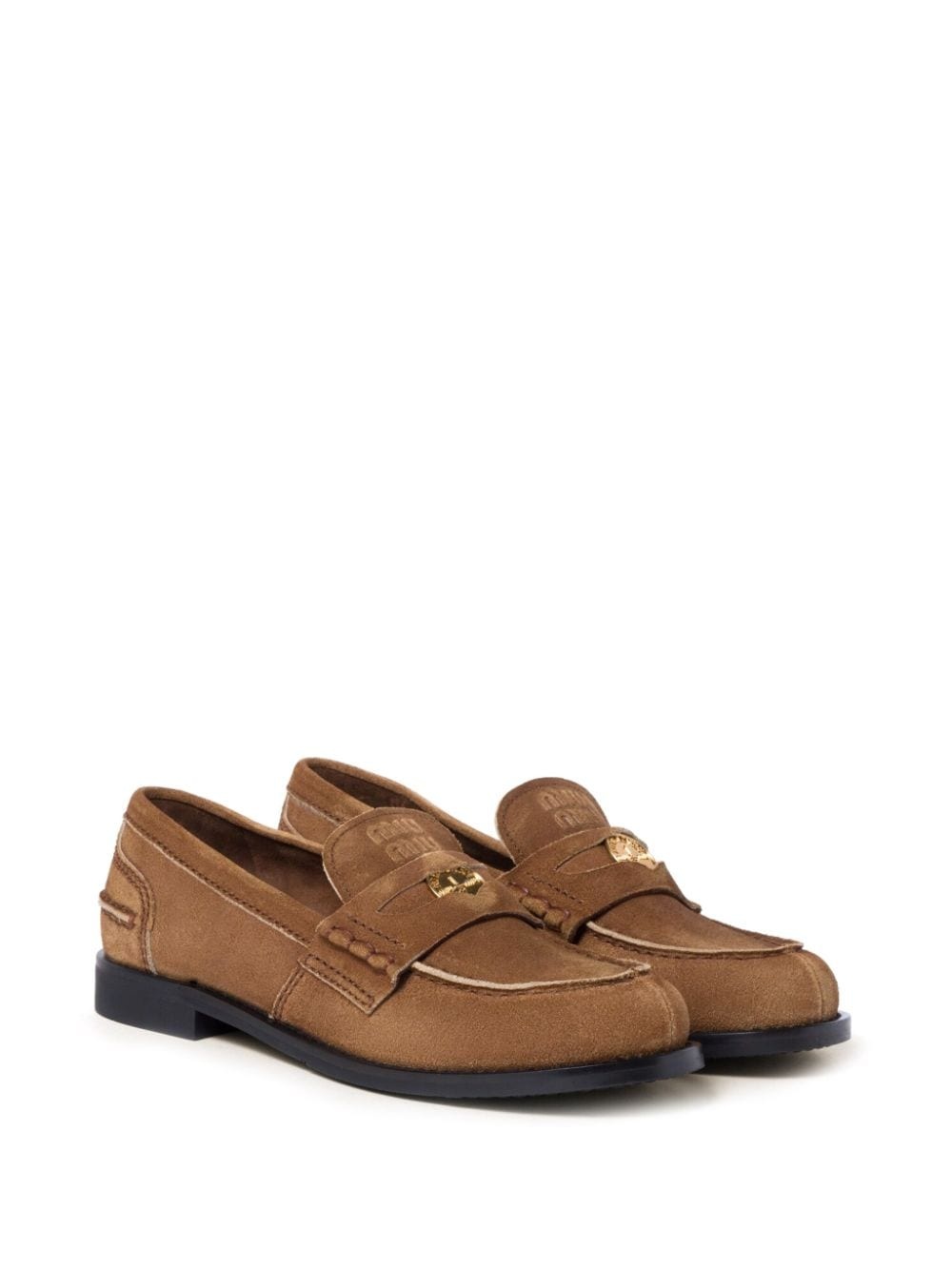 coin-plaque suede loafers - 2