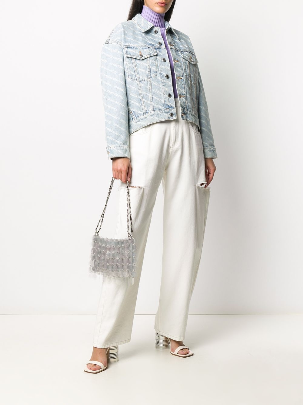 Falling Back logo-print denim jacket - 2