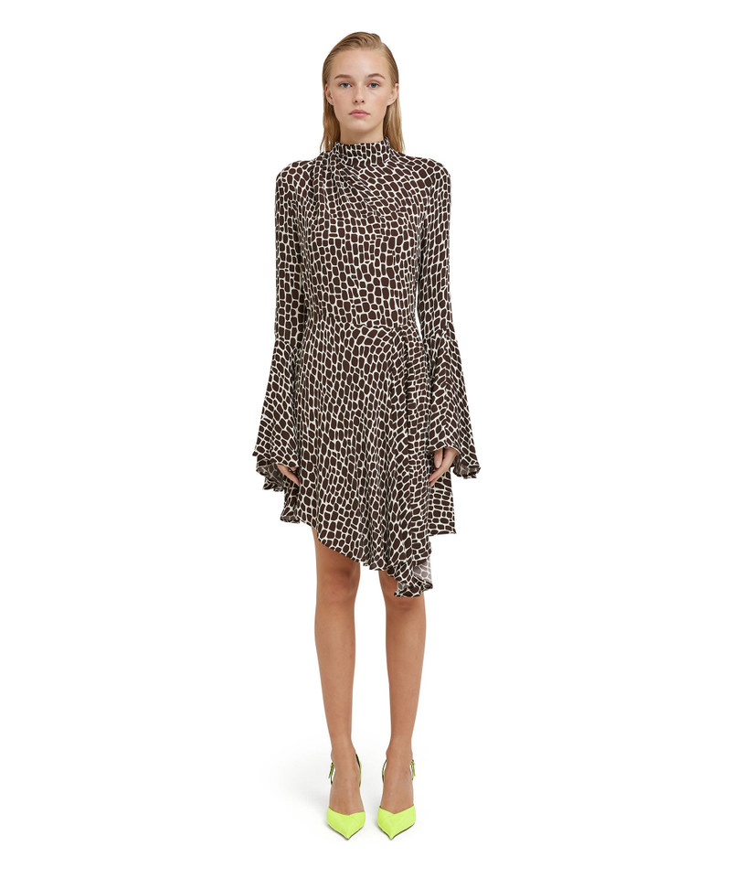 MSGM Fluid viscose dress with "optical giraffe" print outlook