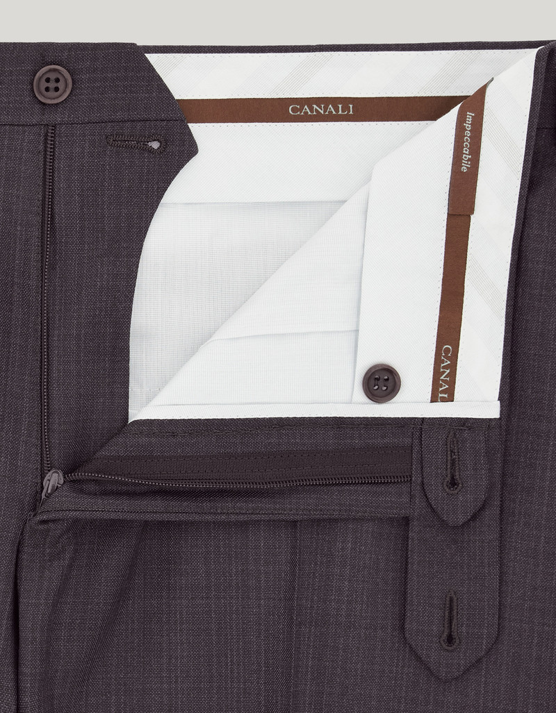 BROWN HIGH-WAISTED IMPECCABILE WOOL PANTS 5